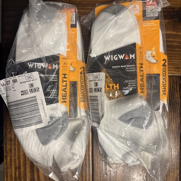 4 Pair Wigwam Diabetic Sport Quarter Length Socks White XLarge Cushioned No Odor - Picture 1 of 5